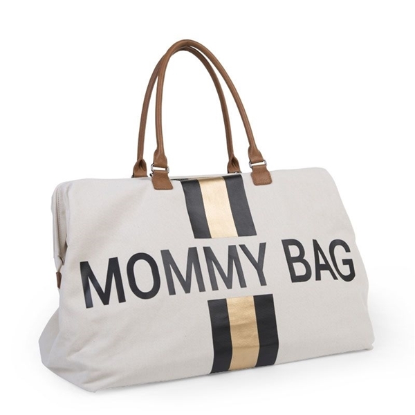 Childhome Τσάντα Αλλαγής Mommy Bag Off - White Stripes Black/Gold