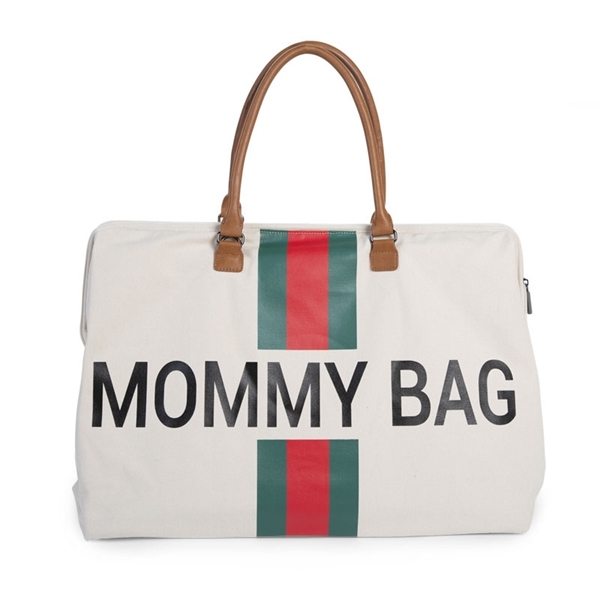 Childhome Τσάντα Αλλαγής Mommy Bag Big Off White Stripes Green/Red 
