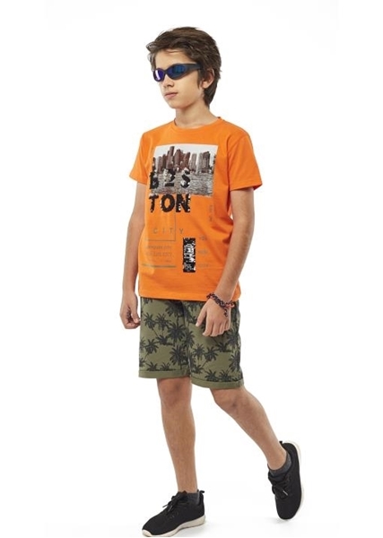 Hashtag Σετ Μακώ Βερμούδα Και Κοντομάνικη Mπλούζα Boston Για Αγόρι, Πορτοκαλί