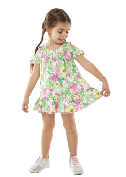 Εβίτα Fashion Παιδικό Φόρεμα Μακώ Εμπριμέ, Πράσινο