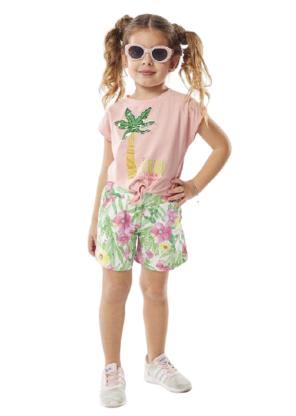 Εβίτα Fashion Παιδικό Μακώ Σετ Σορτς Μπλούζα Φοίνικας, Ροζ 