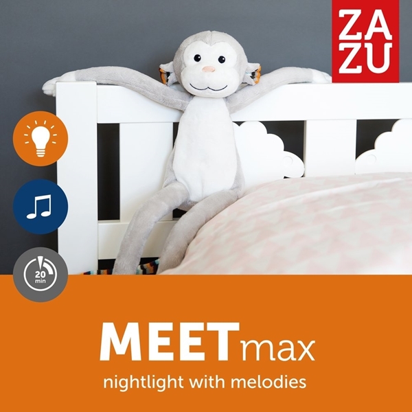 Zazu Max Μαιμουδάκι Ύπνου Νηπίων με Φωτάκι Νυκτός, Λευκούς Ήχους & Μελωδία