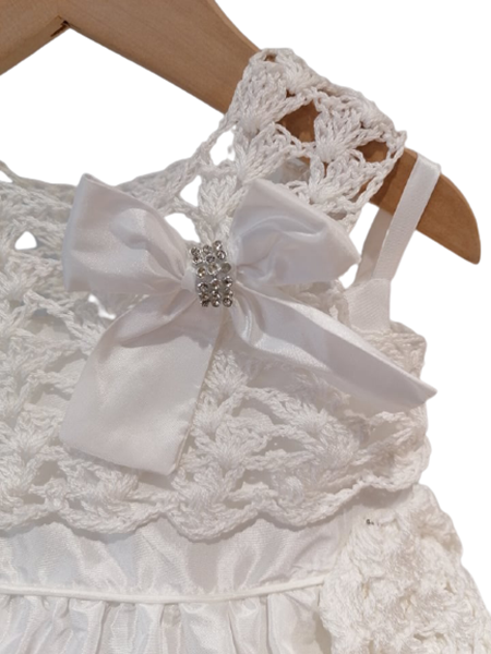 NEONATO Αμπιγιέ Φόρεμα Με Μπολερό Και Σκουφάκι Για Ενός Έτους, Λευκό 