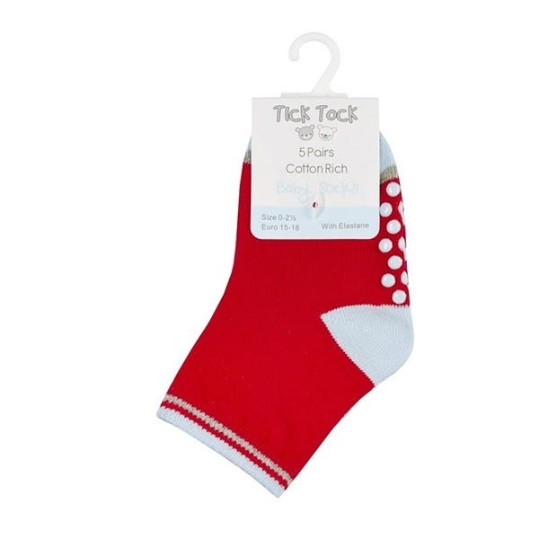  Soft Touch Bebe Σετ 5 Τεμαχίων Αντιολησθητικές Κάλτσες Για Αγόρια, Κόκκινο 