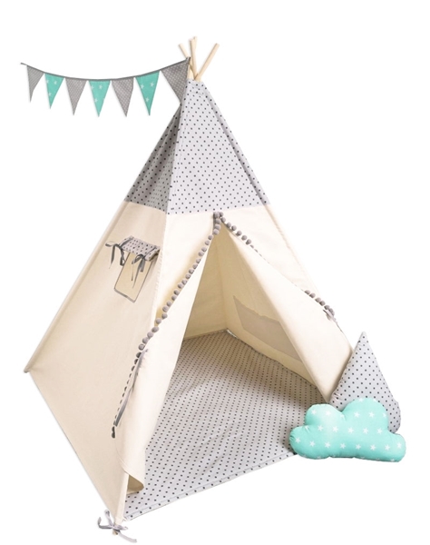 CozyDots Παιδική σκηνή Tepee Tent Little Stars Grey