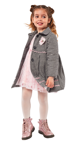 Εβίτα Fashion Παιδικό Σετ Φόρεμα Με Παλτό Αμπιγιέ, Ασπρόμαυρο