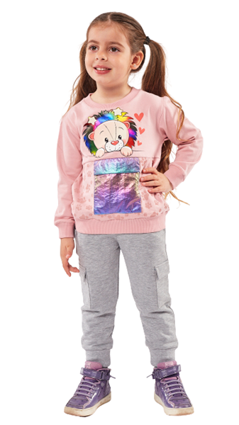 Εβίτα Fashion Παιδικό Σετ Φόρμας Με Ιριδίζον Τσέπη, Ροζ 