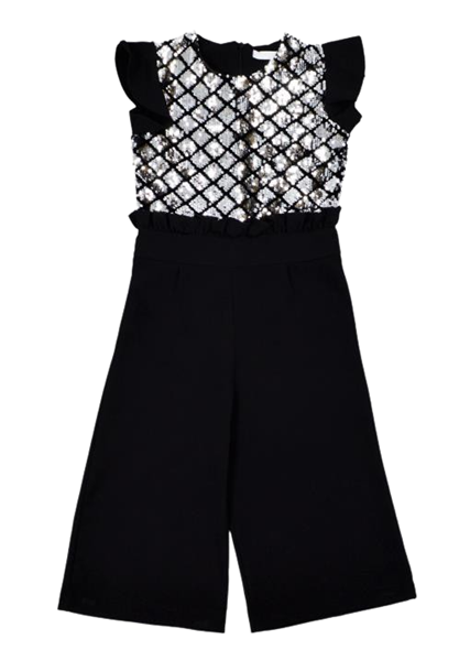 Εβίτα Fashion Ολόσωμη Φόρμα Με Παγιέτες, Μαύρο 