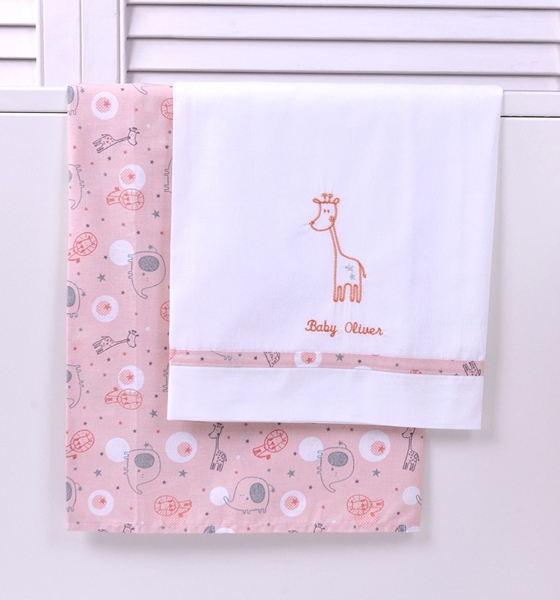 Picture of Baby Oliver Σετ Σεντόνια Κούνιας 3 τεμ. Pink Giraffe