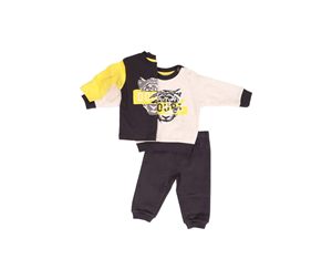 New College Bebe Σετ Με 2 Μπλούζες Για Αγόρι, Ανθρακί Κίτρινο 
