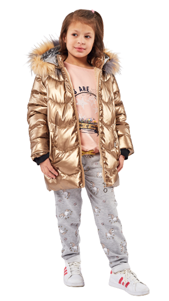 Εβίτα Fashion Παιδικό Μπουφάν Γυαλιστερό, Χρυσό