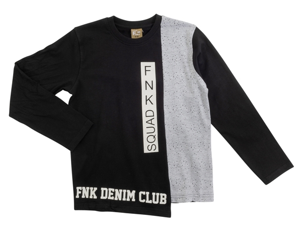 Funky Μακρυμάνικη Μπλούζα Για Αγόρια Denim Club, Μαύρο Γκρί