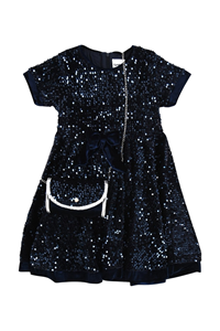 Trax Παιδικό Φόρεμα Βελούδο Με Τσαντάκι Αμπιγιέ, Μπλέ