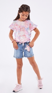  Εβίτα Fashion Παιδικό Σετ Σόρτς Τζιν Με Μπλούζα, Multi 