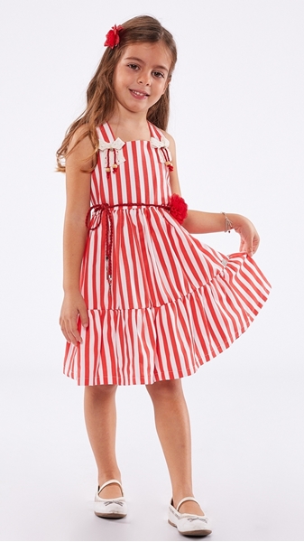 Εβίτα Fashion Παιδικό Φόρεμα Ρίγες, Κόκκινο