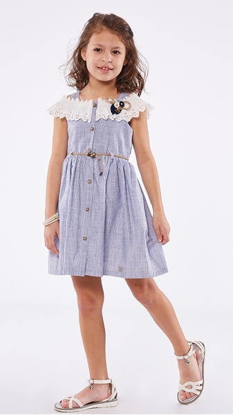 Εβίτα Fashion Παιδικό Φόρεμα Ρίγες, Σιέλ