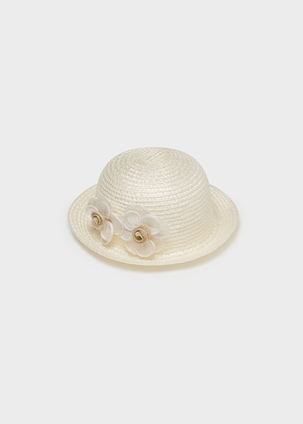 Mayoral Καπέλο Ψάθινο Με Λουλούδια, Λευκό