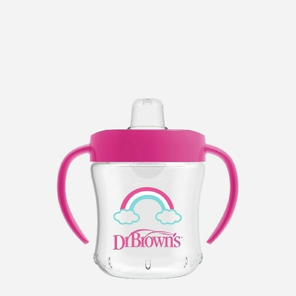 Dr. Brown's Κύπελλο με Μαλακό Στόμιο & Λαβές 180ml, 6m+ Ροζ