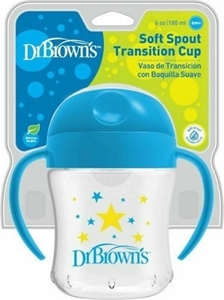 Dr. Brown's Κύπελλο με Μαλακό Στόμιο & Λαβές 180ml, 6m+ Μπλε