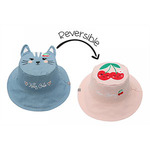 FlapJackKids Αντηλιακό Καπέλο Διπλής Όψης UPF 50+ Cat/Cherry