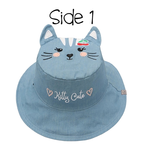 FlapJackKids Αντηλιακό Καπέλο Διπλής Όψης UPF 50+ Cat/Cherry