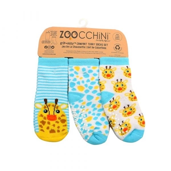 Zoocchini - Αντιολισθήτικά Καλτσάκια Grip + Easy Jamie the Giraffe 0-24 μηνών