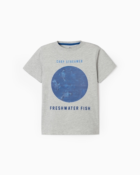 Zippy Μπλούζα Για Αγόρι Fresh Water Fish Που Αλλ'αζει Σχήματα, Γκρί