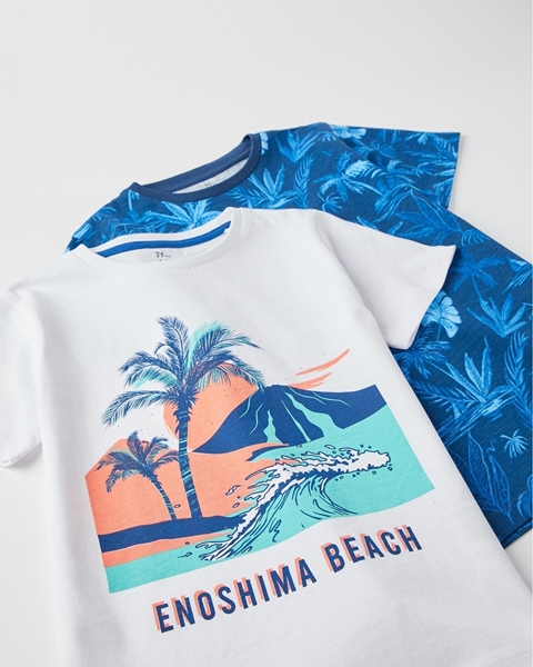 Zippy Σετ 2 Μπλούζες Για Αγόρι Enoshima Beach, Λευκό