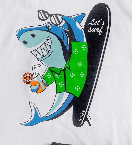 Funky Παιδικό Σετ Βερμούδα Μακώ Για Αγόρι Καρχαρίας, Λευκό