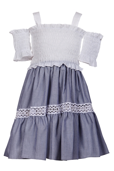 Picture of M&B Fashion Παιδικό Φόρεμα Με Σφηγγοφωλιά ,Μπλέ