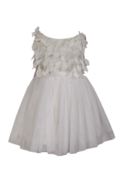 Picture of M&B Fashion Παιδικό Αμπιγιέ Φόρεμα Με Φύλλα, Εκρού