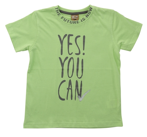 Funky Μπλούζα Κοντομάνικη Για Αγόρι Yes You Can, Πράσινο
