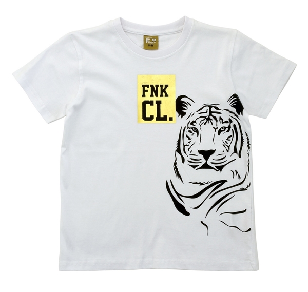 Funky Μπλούζα Κοντομάνικη Για Αγόρι Τίγρης, Λευκό 