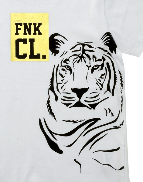 Funky Μπλούζα Κοντομάνικη Για Αγόρι Τίγρης, Λευκό 