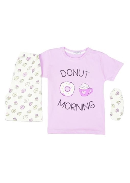 Picture of Εβίτα Fashion Hommies Πυτζάμα Για Κορίτσι Με Μάσκα Νυκτός Donuts, Λιλά