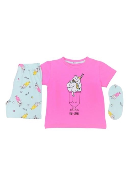 Picture of Εβίτα Fashion Hommies Παιδική Πυτζάμα Για Κορίτσι Με Μάσκα Νυκτός Unicorns, Ροζ