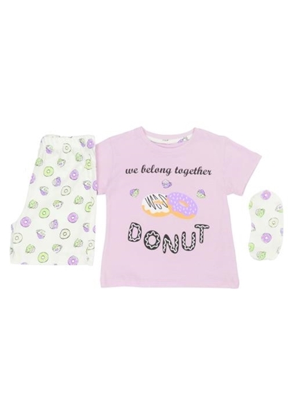 Picture of Εβίτα Fashion Hommies Παιδική Πυτζάμα Για Κορίτσι Με Μάσκα Νυκτός Donuts, Λιλά