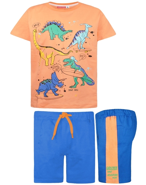 Energiers Παιδικό Σετ Βερμούδα Για Αγόρι Δεινόσαυροι, Πορτοκαλί 