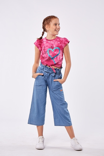 Εβίτα Fashion Παντελόνα Τύπου Τζιν Για Κορίτσι Με Ζώνη, Μπλέ