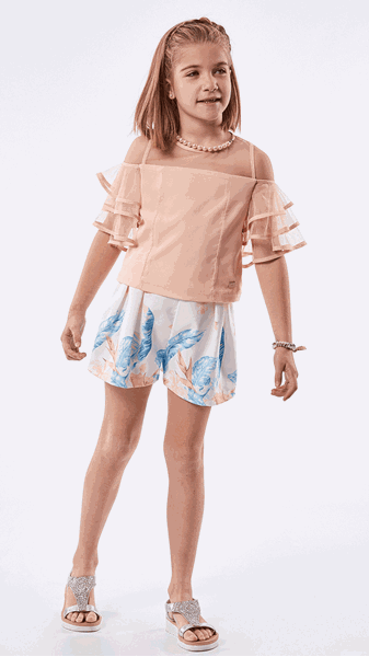 Picture of Εβίτα Fashion Σετ Σορτς Με Μπλούζα Διαφάνεια, Σομόν