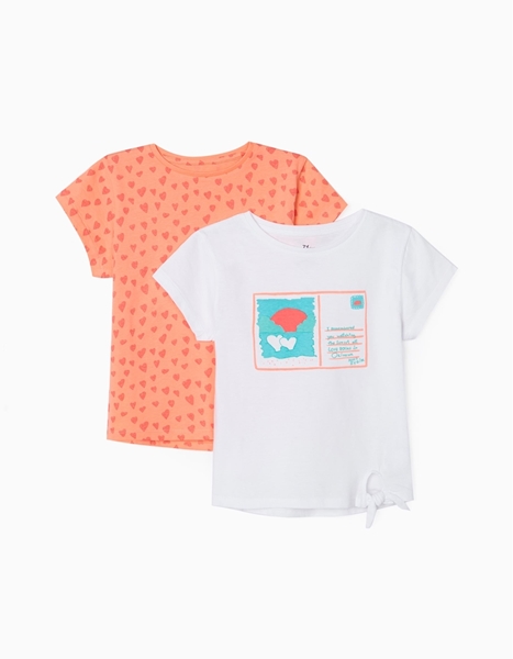 Zippy Σετ 2 Μπλούζες Μακώ Για Κορίτσι Ηλιοβασίλεμα, Πορτοκαλί Λευκό