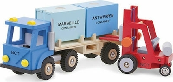 New Classic Toys Ξύλινο Φορτηγό με 2 Κοντέινερ