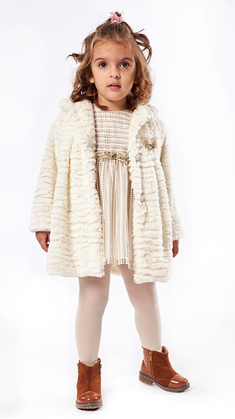  Εβίτα Fashion Παιδικό Σετ Φόρεμα Με Παλτό, Εκρού