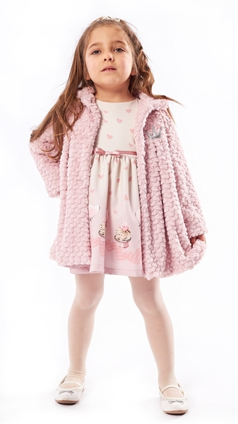Εβίτα Fashion Παιδικό Σετ Φόρεμα Με Παλτό, Ροζ