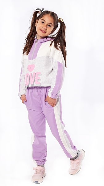 Εβίτα Fashion Παιδικό Σετ Φόρμας Με Κουκούλα Love, Μωβ