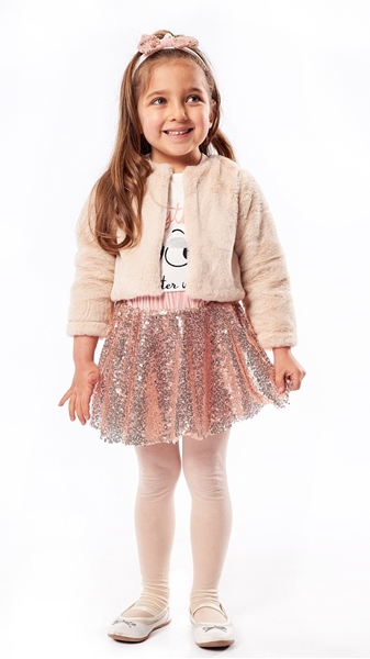 Εβίτα Fashion Παιδικό Σετ 3Τμχ Με Φούστα Παγιέτα, Μπέζ 