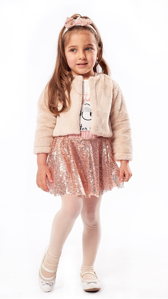 Εβίτα Fashion Παιδικό Σετ 3Τμχ Με Φούστα Παγιέτα, Μπέζ 
