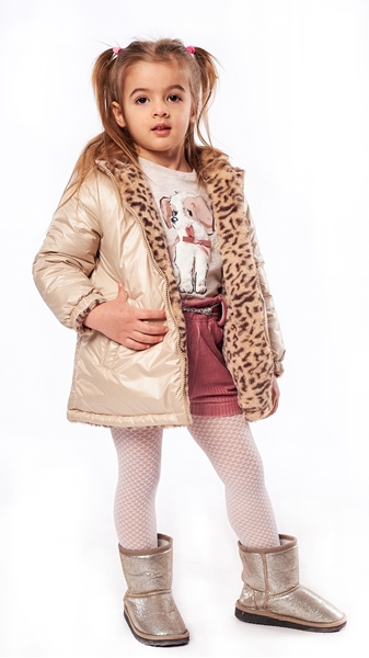 Εβίτα Fashion Παιδικό Μπουφάν Διπλής Όψεως, Μπεζ 