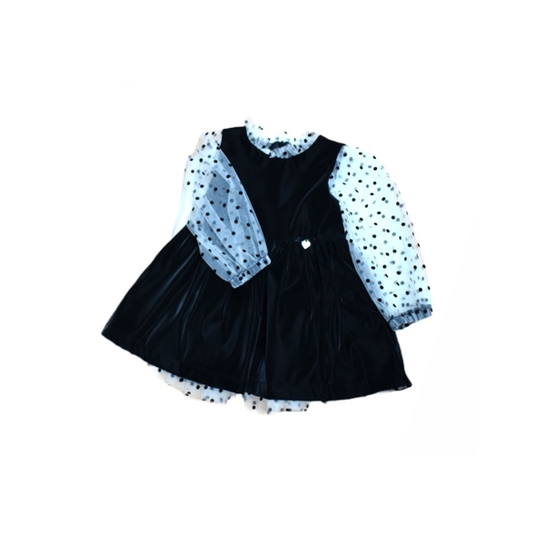 M&B Fashion Παιδικό Αμπιγιέ Φόρεμα Με Τούλι Μανίκι , Μαύρο 