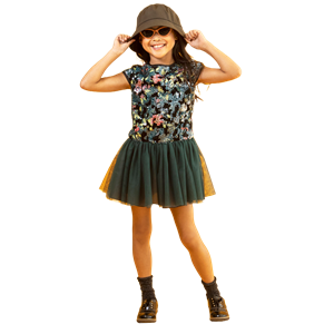 M&B Fashion Παιδικό Αμπιγιέ Φόρεμα Με Τούλι Και Παγιέτες, Πράσινο